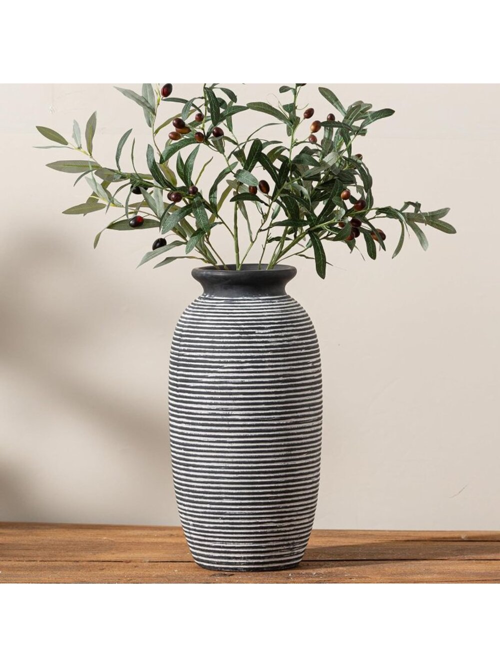 12.5" Ceramic Rustic Farmhouse Vase Large Flower Table Living Room Home Decor